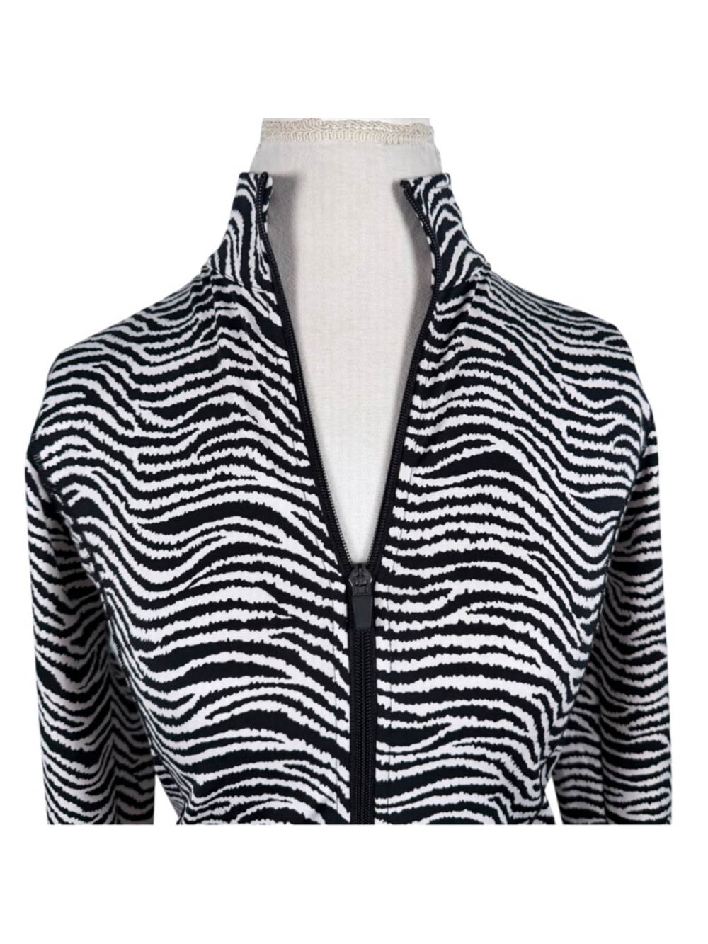 J.McLaughlin Billie Zebra Print Full Zip Jacket Golf Active Stretch Jersey Sz S - Picture 3 of 12